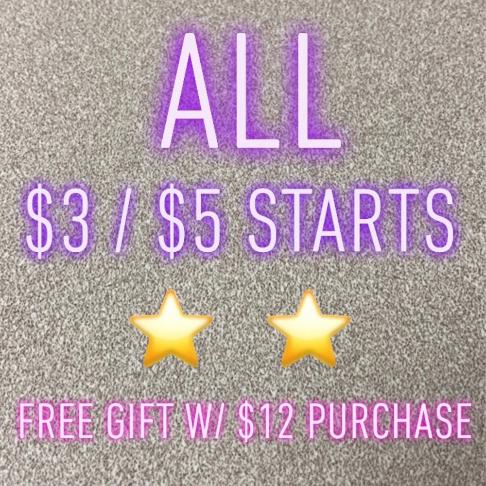 XS/S/M/L/XL -All LOW starts -Like this listing to be notified when I go live!